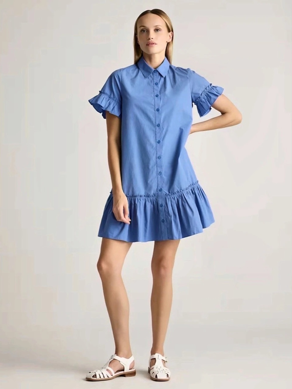 Quince Blue Mini Shirt Dress Like New